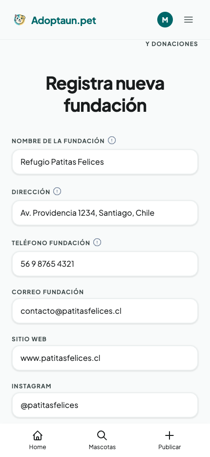 Paso 1: datos de la fundación